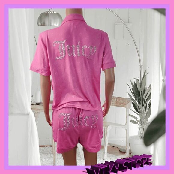 NWT Logo Luxe: {Juicy Couture} Pink Shirt & Boxers Pajama Set, Large NWT - Picture 2 of 4